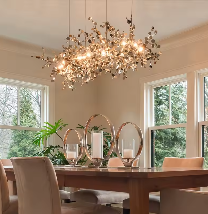 Chrome Or Gold Leaf Chandeliers