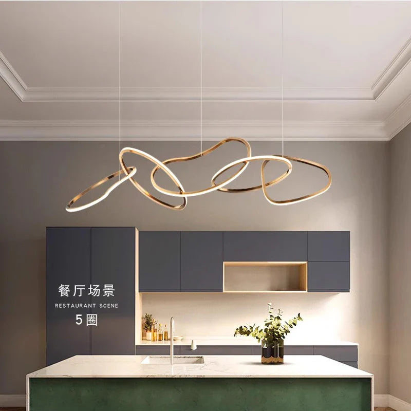 Modern LED Chandelier gold