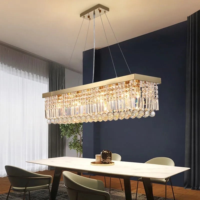 Modern Rectangular Crystal Chandelier