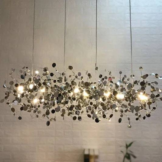 Chrome Or Gold Leaf Chandelier