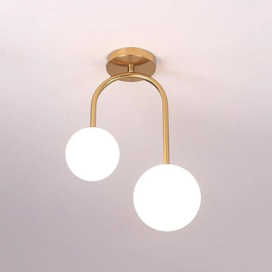Modern Double Headed Glass Ball Ceiling Light