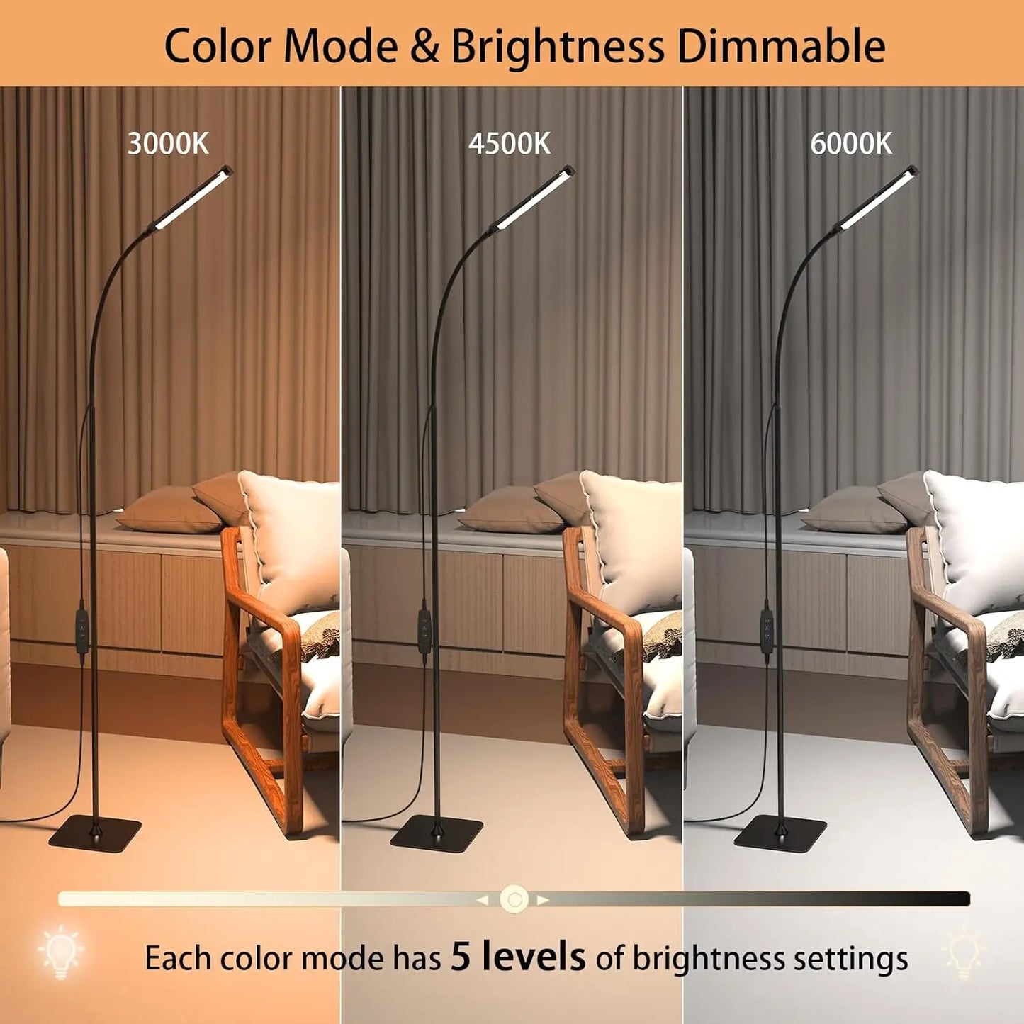 LED Floor Lamp Dimmable 3 Color