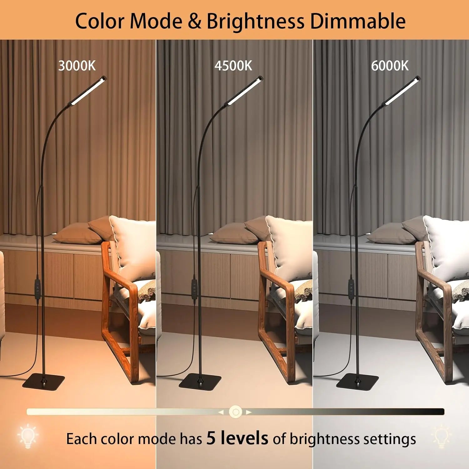 LED Floor Lamp Dimmable 3 Color