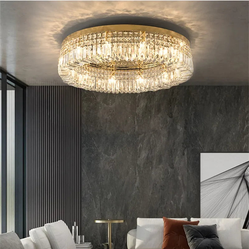 Modern Crystal Ceiling Light: Stylish Gold Pendant Lamp