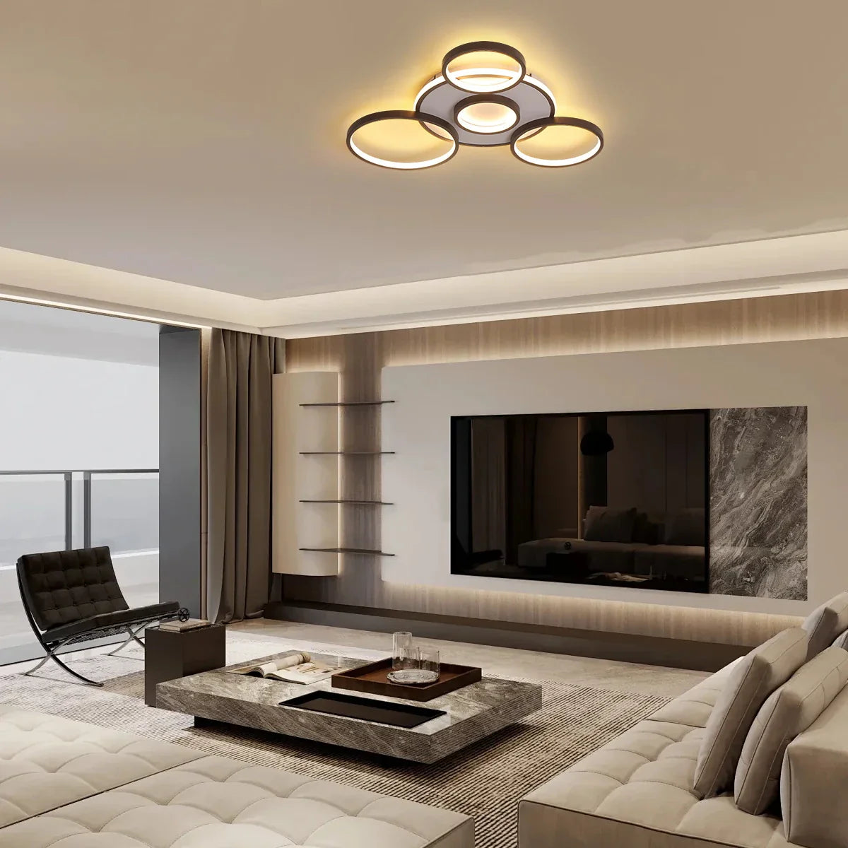 Modern 5-Light Flush Mount Ceiling Fixture