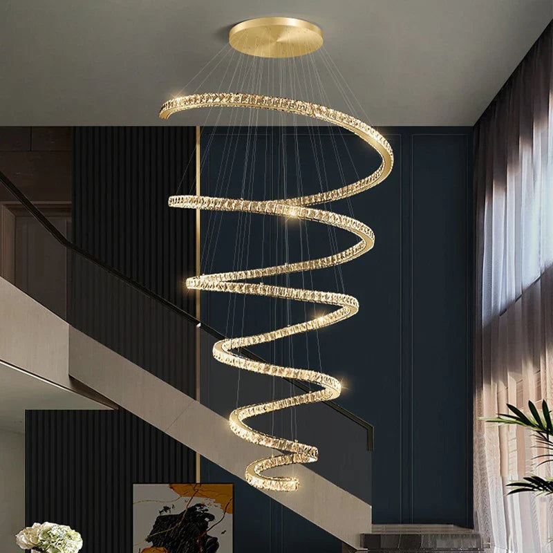 Modern Crystal Spiral Chandeliers