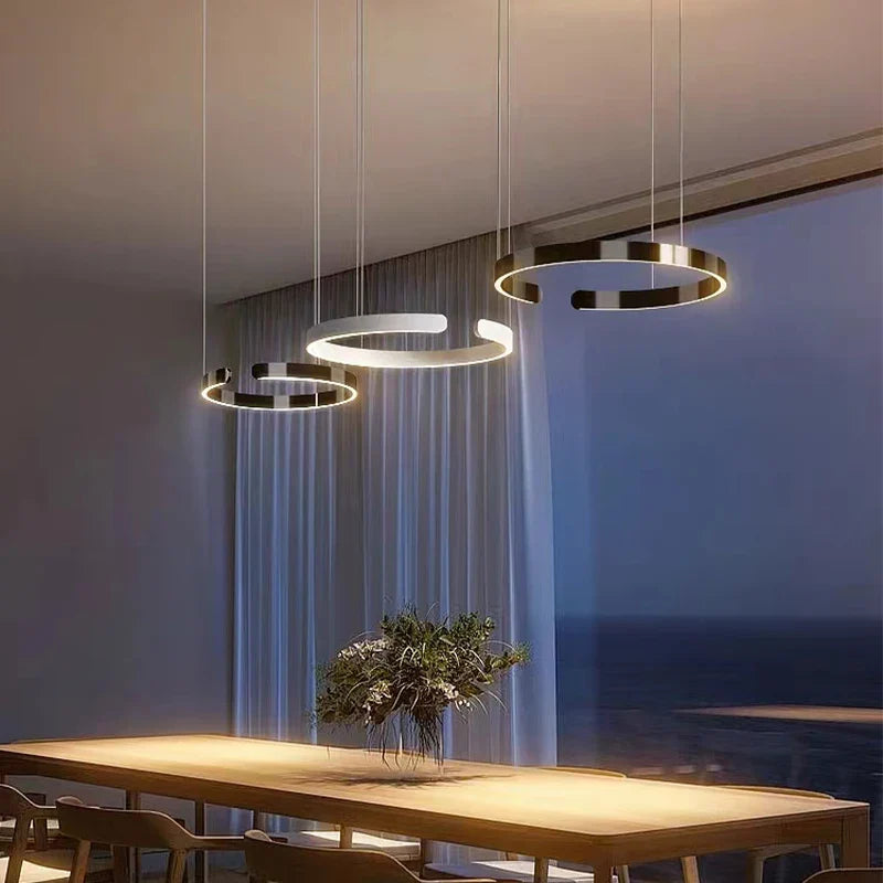 Modern Nordic Round Ring Light Chandelier black