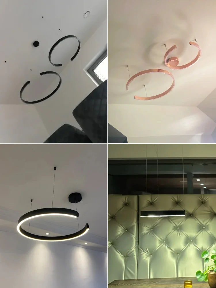 Nordic Modern LED Chandelier - Elegant Ring Light for Home