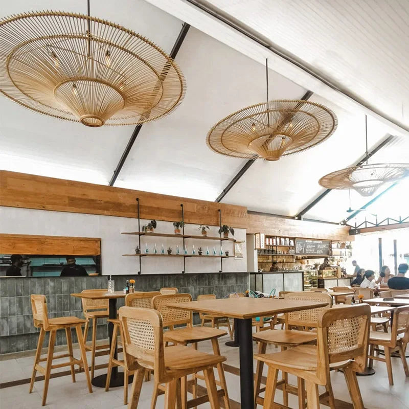 Vintage LED Pendant Light - Handmade Rattan Lamp for Living Spaces