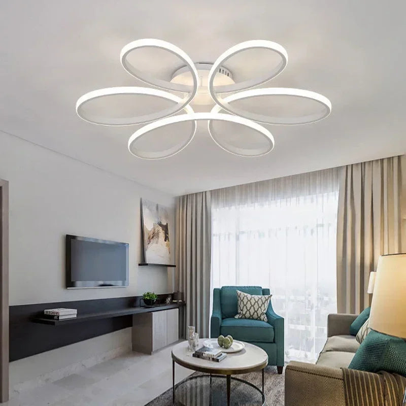 Modern LED Black White Flower Light