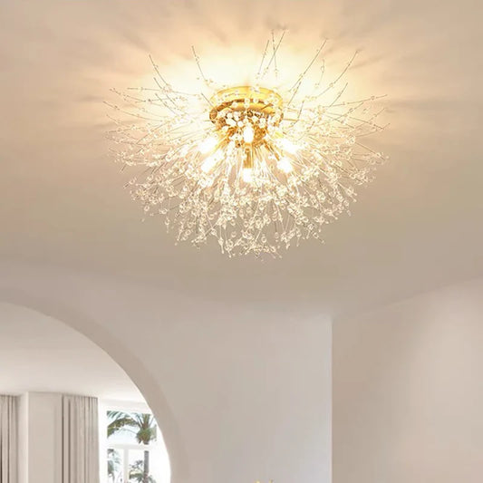 Modern Dandelion Crystal Beads Living Room Ceiling Lighting Fixture