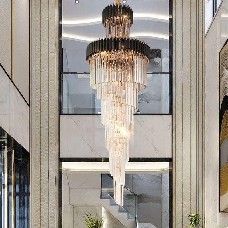 Tall Ceiling Crystal Chandelier