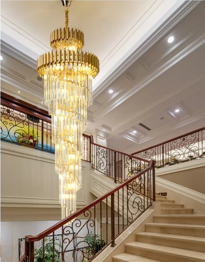 Tall Ceiling Crystal Chandelier for staircase hallway entrance hall lobby