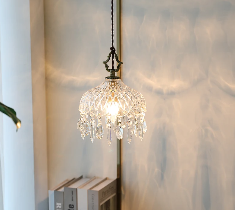 Lámpara colgante de cristal estilo retro francés