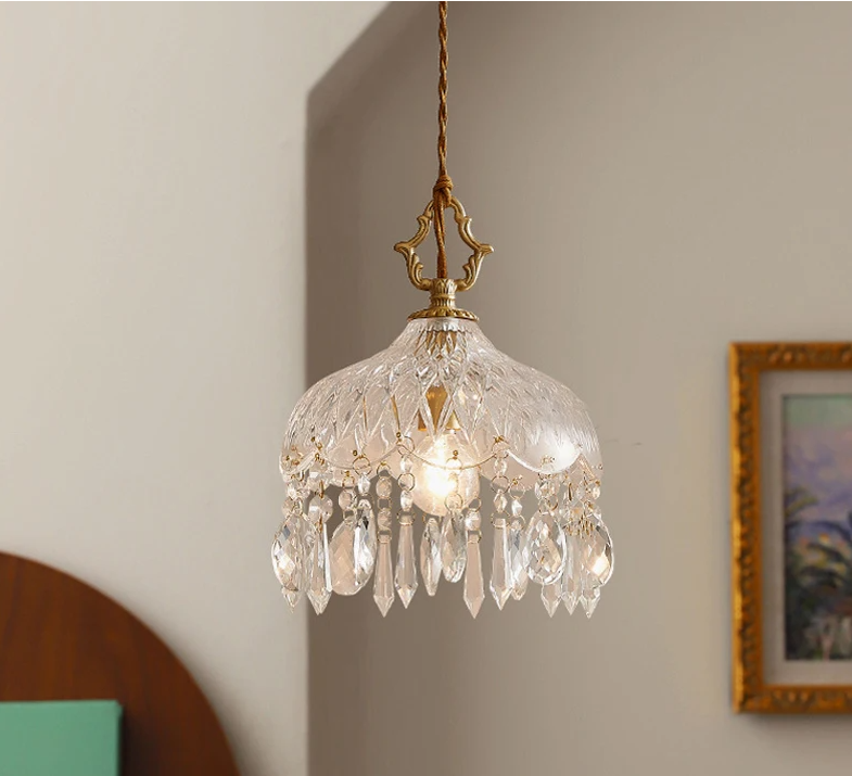 Lámpara colgante de cristal estilo retro francés