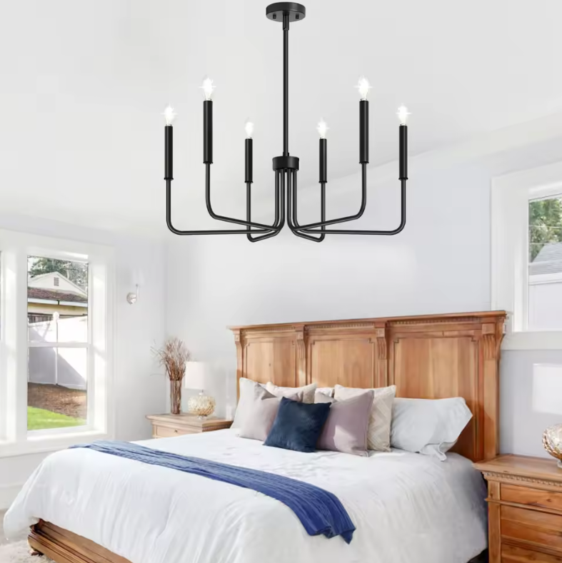 Modern 6 Light Black Chandelier